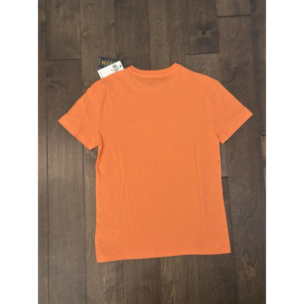 Polo Ralph Lauren Mens Classic Fit Orange Short Sleeve Tee Shirt Blue Pony XS